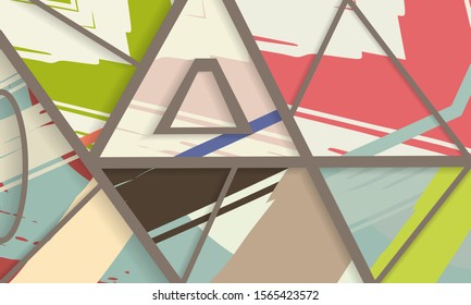 Abstract collage asymmetric pattern. Digital freehand art, grunge texture. Vector patchwork quilt background. Decorative elements, brush strokes ornament for flyer, poster, cover, textile fabric print