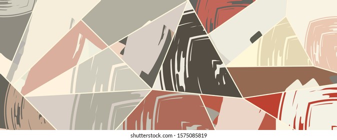 Abstract collage asymmetric pattern. Digital freehand art, grunge texture. Vector patchwork quilt background. Decorative elements, brush strokes ornament for flyer, poster, cover, textile fabric print