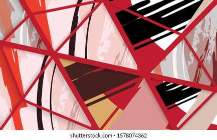Abstract collage asymmetric pattern. Digital freehand art, grunge texture. Vector patchwork quilt background. Decorative elements, brush strokes ornament for flyer, poster, cover, textile fabric print