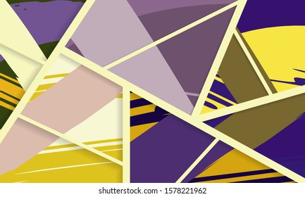 Abstract collage asymmetric pattern. Digital freehand art, grunge texture. Vector patchwork quilt background. Decorative elements, brush strokes ornament for flyer, poster, cover, textile fabric print