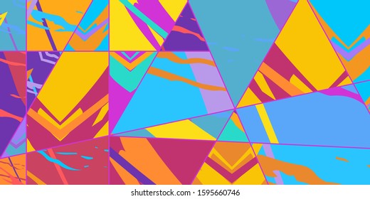 Abstract collage asymmetric pattern. Digital freehand art, grunge texture. Vector patchwork quilt background. Decorative elements, brush strokes ornament for flyer, poster, cover, textile fabric print