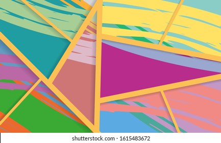 Abstract collage asymmetric pattern. Digital freehand art, grunge texture. Vector patchwork quilt background. Decorative elements, brush strokes ornament for flyer, poster, cover, textile fabric print