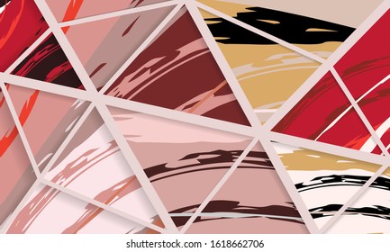 Abstract collage asymmetric pattern. Digital freehand art, grunge texture. Vector patchwork quilt background. Decorative elements, brush strokes ornament for flyer, poster, cover, textile fabric print