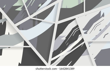 Abstract collage asymmetric pattern. Digital freehand art, grunge texture. Vector patchwork quilt background. Decorative elements, brush strokes ornament for flyer, poster, cover, textile fabric print