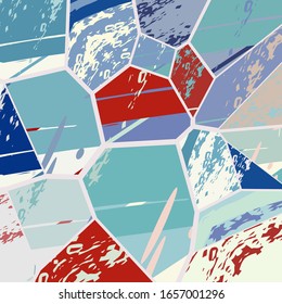 Patrón asimétrico abstracto del colaje. Arte de mano libre digital, textura gruesa. Fondo del tejido de mosaico de mosaico de trabajo de vectores. Elementos decorativos, trazos de pincel adornados para volante, afiche, tapa, tela textil