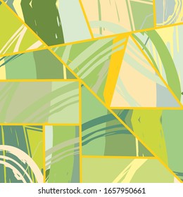 Abstract collage asymmetric pattern. Digital freehand art, grunge texture. Vector patchwork quilt background. Decorative elements, brush strokes ornament for flyer, poster, cover, textile fabric print