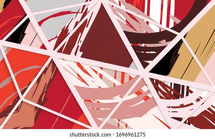 Patrón asimétrico abstracto del colaje. Arte de mano libre digital, textura gruesa. Fondo del tejido de mosaico de mosaico de trabajo de vectores. Elementos decorativos, trazos de pincel adornados para volante, afiche, tapa, tela textil