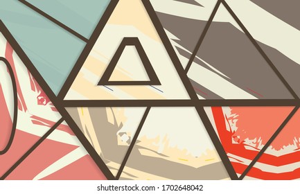 Abstract collage asymmetric pattern. Digital freehand art, grunge texture. Vector patchwork quilt background. Decorative elements, brush strokes ornament for flyer, poster, cover, textile fabric print