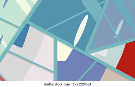 Abstract collage asymmetric pattern. Digital freehand art, grunge texture. Vector patchwork quilt background. Decorative elements, brush strokes ornament for flyer, poster, cover, textile fabric print