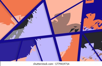 Patrón asimétrico abstracto del collage. Arte de mano alzada digital, textura gruesa. Fondo del tejido del parchwork del vector. Elementos decorativos, adornos de pinceladas de pincel para volante, afiche, cubierta, estampado de tela textil