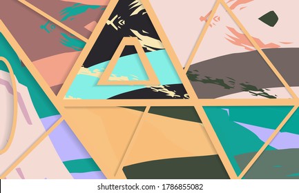 Abstract collage asymmetric pattern. Digital freehand art, grunge texture. Vector patchwork quilt background. Decorative elements, brush strokes ornament for flyer, poster, cover, textile fabric print