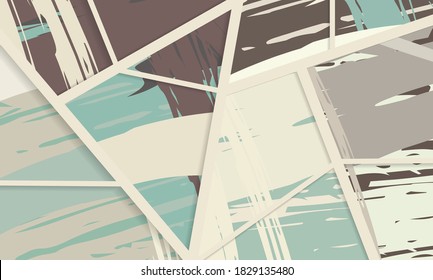 Abstract collage asymmetric pattern. Digital freehand art, grunge texture. Vector patchwork quilt background. Decorative elements, brush strokes ornament for flyer, poster, cover, textile fabric print