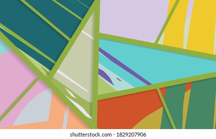 Abstract collage asymmetric pattern. Digital freehand art, grunge texture. Vector patchwork quilt background. Decorative elements, brush strokes ornament for flyer, poster, cover, textile fabric print