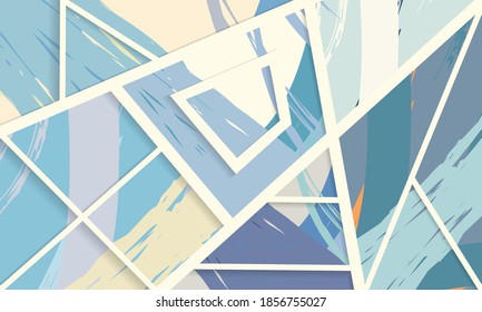 Patrón asimétrico abstracto del collage. Arte de mano alzada digital, textura gruesa. Fondo del tejido del parchwork del vector. Elementos decorativos, adornos de pinceladas de pincel para volante, afiche, cubierta, estampado de tela textil