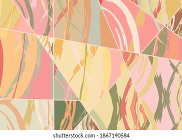 Abstract collage asymmetric pattern. Digital freehand art, grunge texture. Vector patchwork quilt background. Decorative elements, brush strokes ornament for flyer, poster, cover, textile fabric print