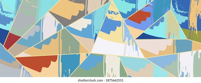 Patrón asimétrico abstracto del collage. Arte de mano alzada digital, textura gruesa. Fondo del tejido del parchwork del vector. Elementos decorativos, adornos de pinceladas de pincel para volante, afiche, cubierta, estampado de tela textil