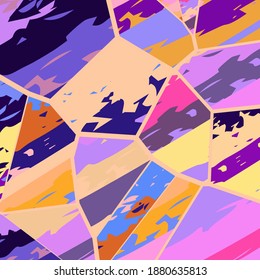 Patrón asimétrico abstracto del collage. Arte de mano alzada digital, textura gruesa. Fondo del tejido del parchwork del vector. Elementos decorativos, adornos de pinceladas de pincel para volante, afiche, cubierta, estampado de tela textil