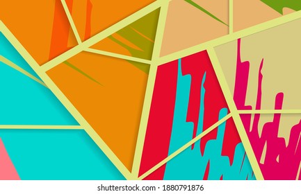 Patrón asimétrico abstracto del collage. Arte de mano alzada digital, textura gruesa. Fondo del tejido del parchwork del vector. Elementos decorativos, adornos de pinceladas de pincel para volante, afiche, cubierta, estampado de tela textil