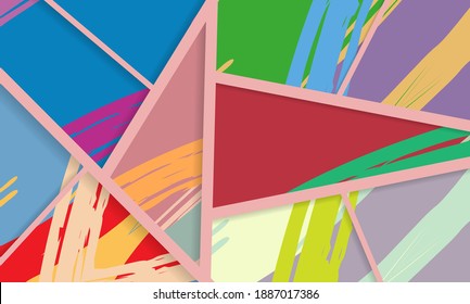 Patrón asimétrico abstracto del collage. Arte de mano alzada digital, textura gruesa. Fondo del tejido del parchwork del vector. Elementos decorativos, adornos de pinceladas de pincel para volante, afiche, cubierta, estampado de tela textil