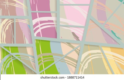 Patrón asimétrico abstracto del collage. Arte de mano alzada digital, textura gruesa. Fondo del tejido del parchwork del vector. Elementos decorativos, adornos de pinceladas de pincel para volante, afiche, cubierta, estampado de tela textil