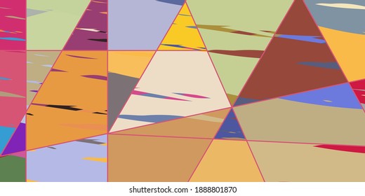 Abstract collage asymmetric pattern. Digital freehand art, grunge texture. Vector patchwork quilt background. Decorative elements, brush strokes ornament for flyer, poster, cover, textile fabric print