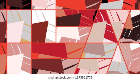 Patrón asimétrico abstracto del collage. Arte de mano alzada digital, textura gruesa. Fondo del tejido del parchwork del vector. Elementos decorativos, adornos de pinceladas de pincel para volante, afiche, cubierta, estampado de tela textil