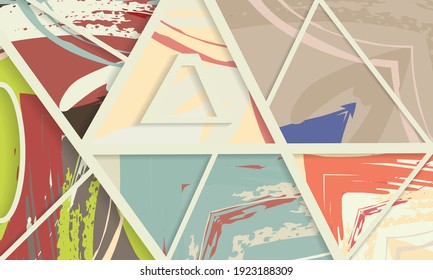 Patrón asimétrico abstracto del collage. Arte de mano alzada digital, textura gruesa. Fondo del tejido del parchwork del vector. Elementos decorativos, adornos de pinceladas de pincel para volante, afiche, cubierta, estampado de tela textil