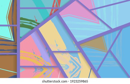 Patrón asimétrico abstracto del collage. Arte de mano alzada digital, textura gruesa. Fondo del tejido del parchwork del vector. Elementos decorativos, adornos de pinceladas de pincel para volante, afiche, cubierta, estampado de tela textil