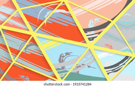 Patrón asimétrico abstracto del collage. Arte de mano alzada digital, textura gruesa. Fondo del tejido del parchwork del vector. Elementos decorativos, adornos de pinceladas de pincel para volante, afiche, cubierta, estampado de tela textil