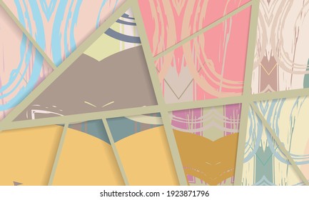 Patrón asimétrico abstracto del collage. Arte de mano alzada digital, textura gruesa. Fondo del tejido del parchwork del vector. Elementos decorativos, adornos de pinceladas de pincel para volante, afiche, cubierta, estampado de tela textil