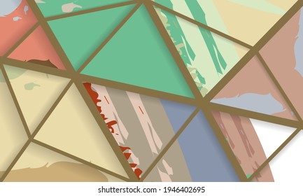 Abstract collage asymmetric pattern. Digital freehand art, grunge texture. Vector patchwork quilt background. Decorative elements, brush strokes ornament for flyer, poster, cover, textile fabric print