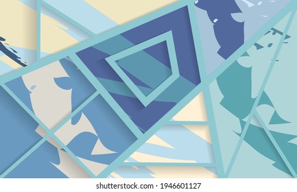 Abstract collage asymmetric pattern. Digital freehand art, grunge texture. Vector patchwork quilt background. Decorative elements, brush strokes ornament for flyer, poster, cover, textile fabric print