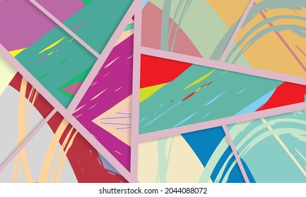Patrón asimétrico abstracto del collage. Arte de mano alzada digital, textura gruesa. Fondo del tejido del parchwork del vector. Elementos decorativos, adornos de pinceladas de pincel para volante, afiche, cubierta, estampado de tela textil