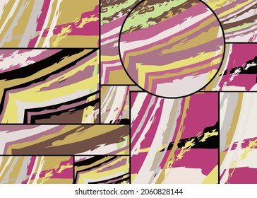Abstract collage asymmetric pattern. Digital freehand art, grunge texture. Vector patchwork quilt background. Decorative elements, brush strokes ornament for flyer, poster, cover, textile fabric print