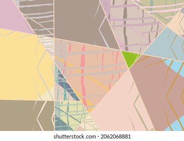 Patrón asimétrico abstracto del collage. Arte de mano alzada digital, textura gruesa. Fondo del tejido del parchwork del vector. Elementos decorativos, adornos de pinceladas de pincel para volante, afiche, cubierta, estampado de tela textil