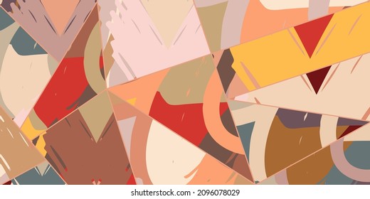 Patrón asimétrico abstracto del collage. Arte de mano alzada digital, textura gruesa. Fondo del tejido del parchwork del vector. Elementos decorativos, adornos de pinceladas de pincel para volante, afiche, cubierta, estampado de tela textil