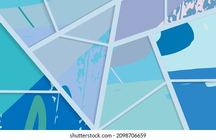 Patrón asimétrico abstracto del collage. Arte de mano alzada digital, textura gruesa. Fondo del tejido del parchwork del vector. Elementos decorativos, adornos de pinceladas de pincel para volante, afiche, cubierta, estampado de tela textil