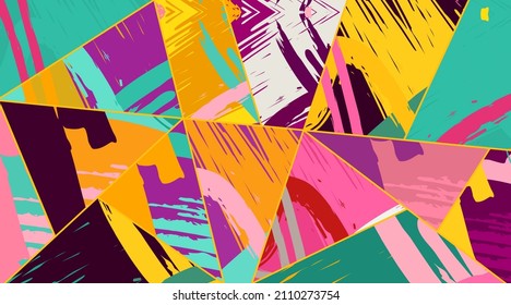 Patrón asimétrico abstracto del collage. Arte de mano alzada digital, textura gruesa. Fondo del tejido del parchwork del vector. Elementos decorativos, adornos de pinceladas de pincel para volante, afiche, cubierta, estampado de tela textil