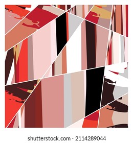 Abstract collage asymmetric pattern. Digital freehand art, grunge texture. Vector patchwork quilt background. Decorative elements, brush strokes ornament for flyer, poster, cover, textile fabric print