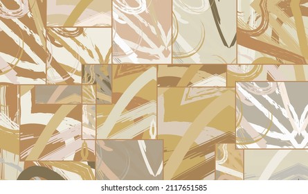 Patrón asimétrico abstracto del collage. Arte de mano alzada digital, textura gruesa. Fondo del tejido del parchwork del vector. Elementos decorativos, adornos de pinceladas de pincel para volante, afiche, cubierta, estampado de tela textil
