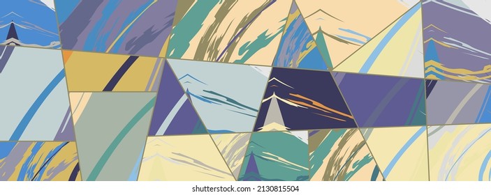 Patrón asimétrico abstracto del collage. Arte de mano alzada digital, textura gruesa. Fondo del tejido del parchwork del vector. Elementos decorativos, adornos de pinceladas de pincel para volante, afiche, cubierta, estampado de tela textil