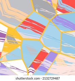 Patrón asimétrico abstracto del collage. Arte de mano alzada digital, textura gruesa. Fondo del tejido del parchwork del vector. Elementos decorativos, adornos de pinceladas de pincel para volante, afiche, cubierta, estampado de tela textil