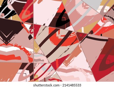 Patrón asimétrico abstracto del collage. Arte de mano alzada digital, textura gruesa. Fondo del tejido del parchwork del vector. Elementos decorativos, adornos de pinceladas de pincel para volante, afiche, cubierta, estampado de tela textil