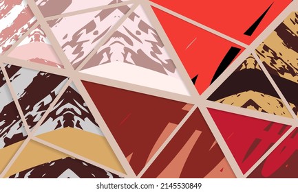 Abstract collage asymmetric pattern. Digital freehand art, grunge texture. Vector patchwork quilt background. Decorative elements, brush strokes ornament for flyer, poster, cover, textile fabric print
