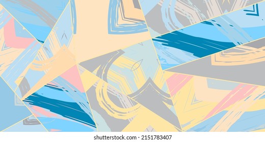 Abstract collage asymmetric pattern. Digital freehand art, grunge texture. Vector patchwork quilt background. Decorative elements, brush strokes ornament for flyer, poster, cover, textile fabric print