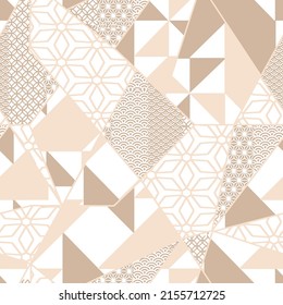 Abstract collage asymmetric pattern. Digital freehand art, grunge texture. Vector patchwork quilt background. Decorative elements, brush strokes ornament for flyer, poster, cover, textile fabric print