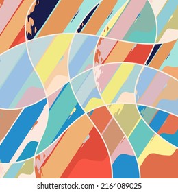 Abstract collage asymmetric pattern. Digital freehand art, grunge texture. Vector patchwork quilt background. Decorative elements, brush strokes ornament for flyer, poster, cover, textile fabric print