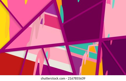 Patrón asimétrico abstracto del collage. Arte de mano alzada digital, textura gruesa. Fondo del tejido del parchwork del vector. Elementos decorativos, adornos de pinceladas de pincel para volante, afiche, cubierta, estampado de tela textil