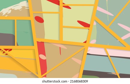 Abstract collage asymmetric pattern. Digital freehand art, grunge texture. Vector patchwork quilt background. Decorative elements, brush strokes ornament for flyer, poster, cover, textile fabric print