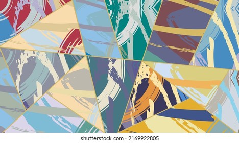 Abstract collage asymmetric pattern. Digital freehand art, grunge texture. Vector patchwork quilt background. Decorative elements, brush strokes ornament for flyer, poster, cover, textile fabric print